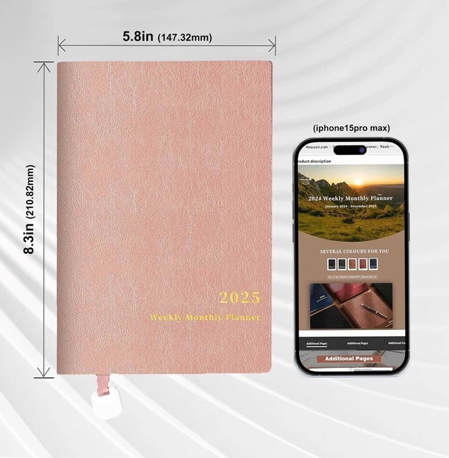 2025 Weekly Monthly Planner 5X8 Rose Golden