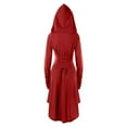 thumbnail image 5 of TARIENDY Womens Renaissance Gothic Dress Medieval Hooded Robe Vintage Lace Up Pullover Cloak Flowy High Low Long Hoodie Dresses Plus Size Long Sleeve Cape, 5 of 6