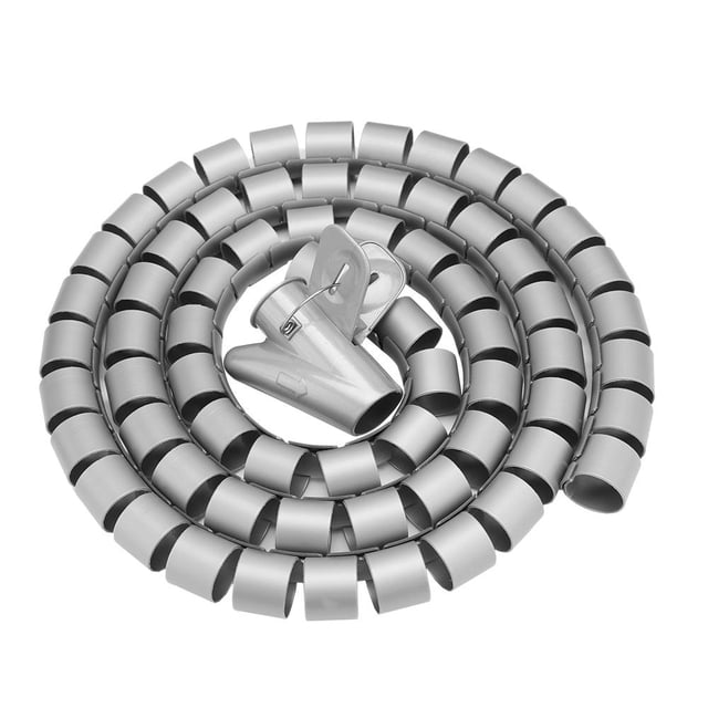 Ccdes Flexible Espiral Alambre Envoltura Tubo Cable Organizador Gestión Manga Cable Almacenamiento Tubería Protector (1.5m*28mm-Plata) Cable No se aplica