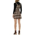 thumbnail image 3 of INSPIRE CHIC Women's Plaid Button Decor A-Line Pinafore Overall Dress XL Deep Brown, 3 of 6