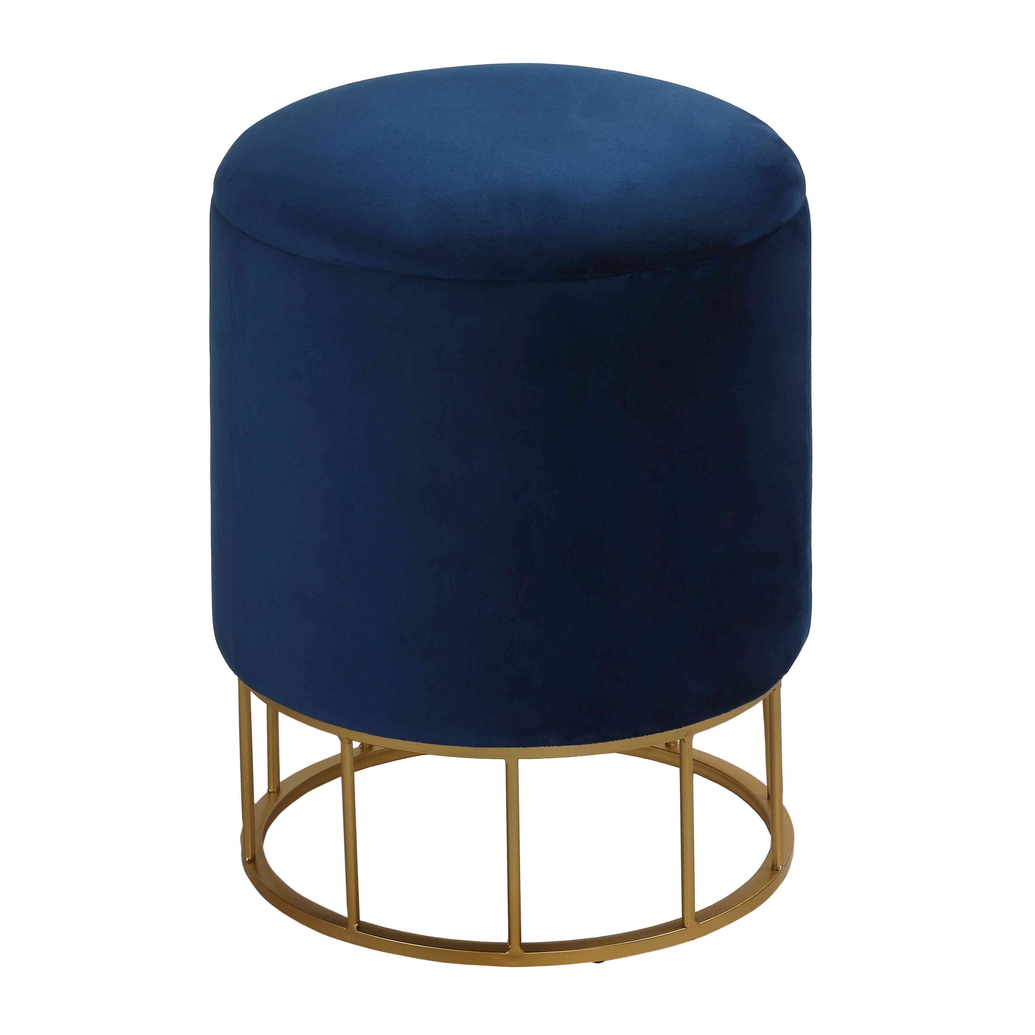 Cortesi Home Celestyn Round Storage Ottoman, Navy Blue Velvet - Walmart.com