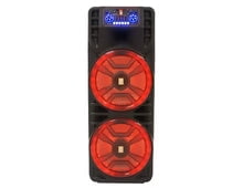 MR DJ NEWYORK 2.0 Dual 12" Rechargeable Portable Bluetooth Karaoke Speaker Party Flame Lights with 2 Wireless Microphone TWS USB FM Radio