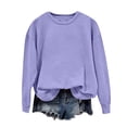 thumbnail image 2 of Baberdicy T-Shirts pour Femmes Chandail en Molleton Col Rond Coupe Ample Couleur Unie Manches Longues Hauts Automne Violet, 2 of 4