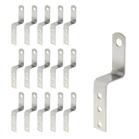Geesatis 15 soportes de esquina en forma de Z en ángulo recto con tornillos de montaje para estante de muebles de hierro de 3,2 x 0,6 pulgadas