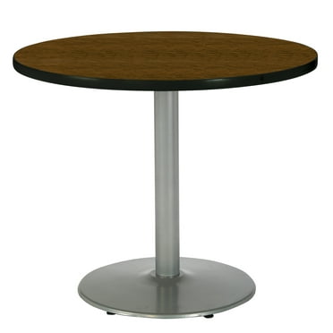 KFI Studios Mode 2.5' x Round' Dining Table, Walnut, Silver Base