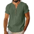 thumbnail image 3 of Cotton Linen T Shirts for Man Short Sleeve Lightweight Breathable V Neck Relaxed Fit Casual Tshirts Mens Tees, 3 of 6