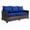 Blue, variant on Outdoor Sofa, 3-Seat PE Rattan Couch, Beige