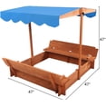 thumbnail image 6 of O'force Wooden Sandbox with Convertible Cover Kids Outdoor Backyard Bench Play Sand Box, 6 of 7