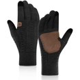 thumbnail image 1 of Mens Knitted Gloves Touch Screen Men Winter Gloves for Cycling Riding Driving (Black), 1 of 6