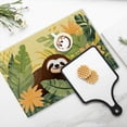 thumbnail image 4 of BaHomeck placemats Set of 4 Cute Sloth Surrounded By Green Leaves Cotton Linen rectangle Placemats for Kitchen Dining Table Indoor,Outdoor,18*12inch, 4 of 4