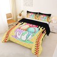 thumbnail image 2 of Castle Fairy Abstract Dreamy Baseball Full Size Comforter Sets 3-Piece, Colorful Ice Cream Drip Bedding Comforter Set, Black Yellow Purple,Black Reversible,1 Comforter and 2 Pillowcases, 2 of 6