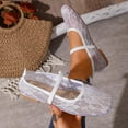 thumbnail image 5 of Samdudou Ballet Flats for Women Closed Toe Square Front Mary Jane Shoes Romantic Sheer Lace Mesh Floral Pattern Breathable Slip On Footwear with Elastic Strap for Everyday, 5 of 9