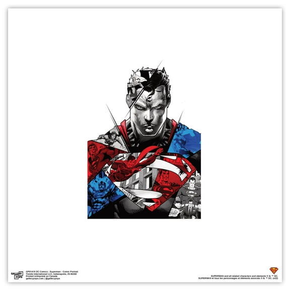 Gallery Pops DC Comics Superman - Comic Portrait Wall Art, Unframed Version, 12" x 12"