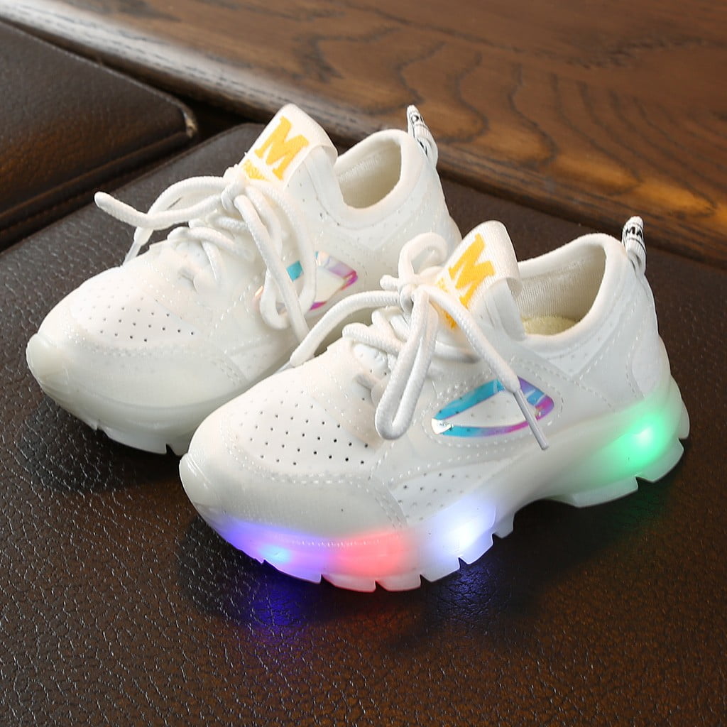 LED Light Children Running Mesh Sneakers Girls Boys Breathable Kids Sport Shoes 