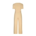 thumbnail image 5 of Henpk Jumpsuits For Women Dressy Plus Size Clearance Summer Womens Jumpsuits And Rompers Women Strappy Waist Up Short Sleeved Jumpsuit With V-Neck Wide Leg Pants Beige L, 5 of 6