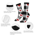 thumbnail image 3 of Vsdgher Heart Black Buffalo Plaid Gingham Crew Socks for Men & Women, Breathable Casual Athletic Ankle Socks, 3 of 6