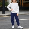thumbnail image 6 of Vetsdori 2 Pieces Outfits Sets for Boy Winter Athletic Cotton Outdoor Solid Color Pockets, Elastic Waist Crew Neck Kids Clothing Long Sleeve Tops and Joggers, Navy, Size: 9-10 Years, 6 of 9