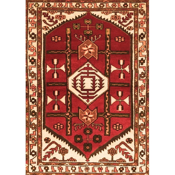 Ahgly Company Indoor Rectangle Persian Orange Traditional Area Rugs, 7' x 9'