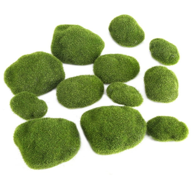 Moss piedras, 12 piezas verdes simulacia de musgo simulacia de musgo hierba briofita bonsai musgo rocas musgo bolas decorativas sin estructura uniforme para jardín de decreto