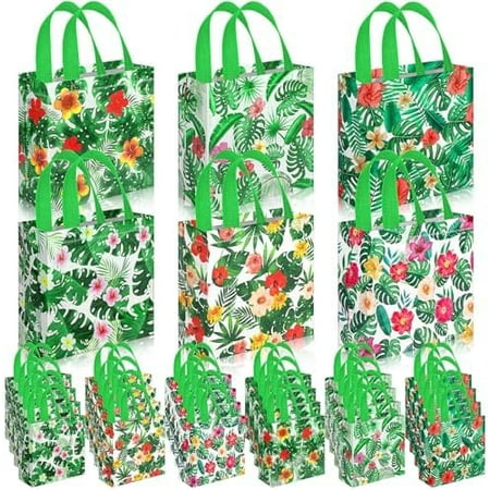 40 Pcs Hawaii Luau Goodie Treat Bags for Aloha Summer Tropical Aloha Palm Leaves Goodie Bags Festival Beach Theme Birthdays Pool Parties Bulk Gift Packaging Supplies