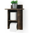 thumbnail image 2 of 2 Tier Wood Toilet Paper Holder Wall Mount Tissue Roll Storage Dispenser w/Shelf, 2 of 7