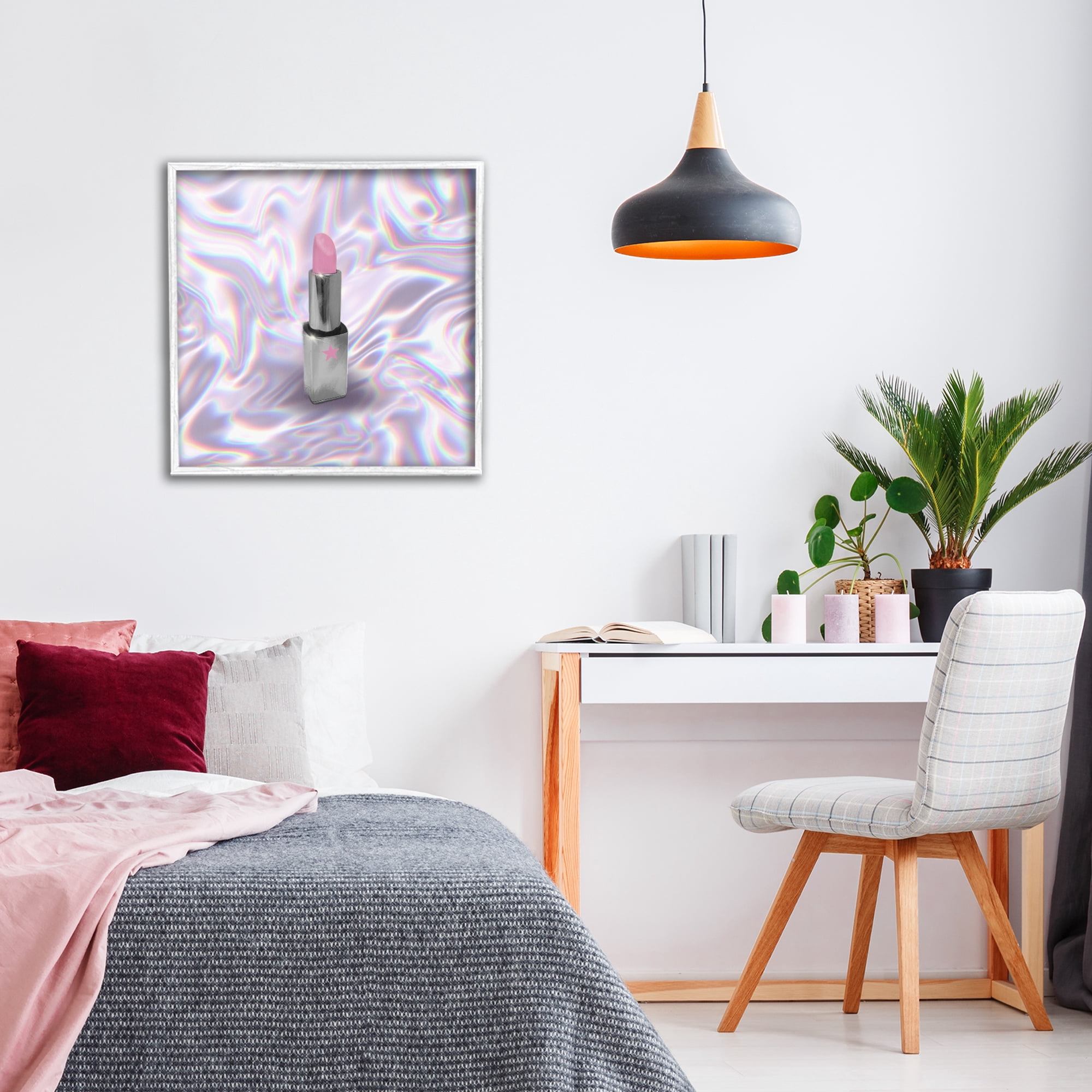 Stupell Industries Iridescent Icon Lipstick White Framed Giclee Art, design by Matthew Piotrowicz
