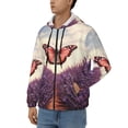 thumbnail image 3 of Wukai Butterfly Over Lavender Print Men's Zip-Up Hoodie,Fleece Full-Zip Hoodie for Men, Hooded Sweatshirt-X-Large, 3 of 5
