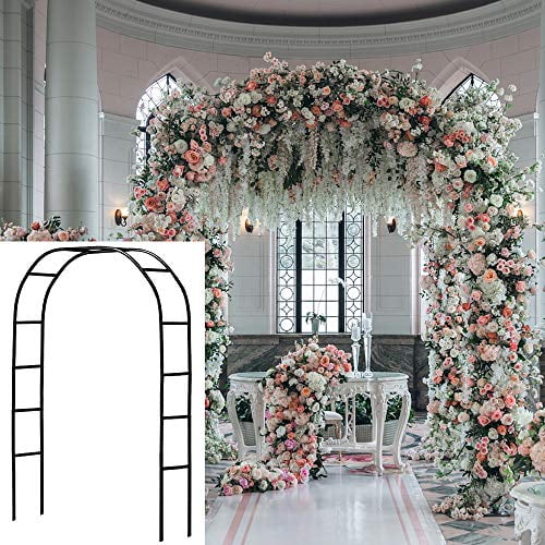 DYRABREST Wedding Arch Stand with Bases,Easy Assembly 6.5 x 4.9 Feet Square Garden Arch Metal Arbor for Weddings Party Banquet Event Decoration 6.564.9FT Without Bottom Crossbar White 