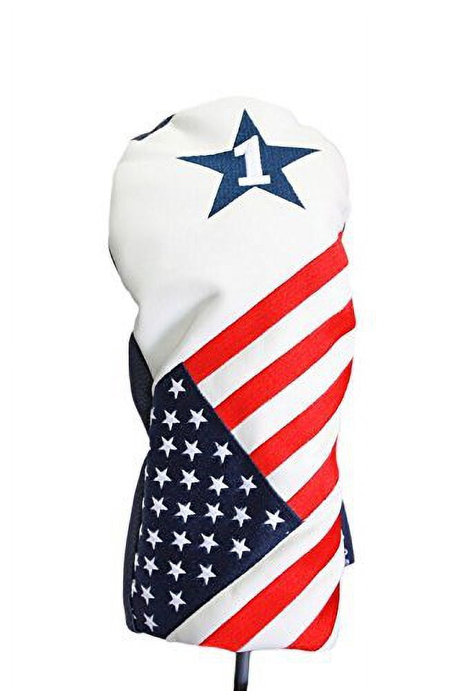 USA 1 5 X Headcover Patriot Golf Vintage Retro U.S.A Leather Style Patriotic Driver Fairway Wood Head Cover