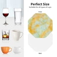 thumbnail image 6 of Honeii Yellow With Teal Marble Print Leather Coaster Set of 4, Ideal for Safeguarding Your Furniture from Drinks Spills and Effortless Cleanup-Octagon, 6 of 6