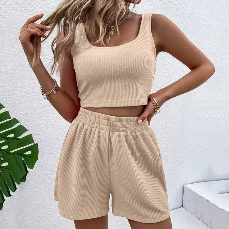 Sleeveless Square Neckline Casual Solid Color Polyester Two Sleeveless Square Neckline Casual Solid Color Polyester Two
