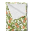thumbnail image 2 of Tangerine Soft Flannel Fleece Throw Blanket, Vintage Pattern of Mandarins and Flowers, Cozy Plush for Indoor and Outdoor Use, 60" x 80", Orange Olive Green, by Ambesonne, 2 of 5