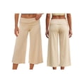 thumbnail image 2 of Argulvti Women's Capri Pants Fold Over Waistband Low Rise Solid Color Wide Leg Cropped Lounge Trousers, 2 of 9