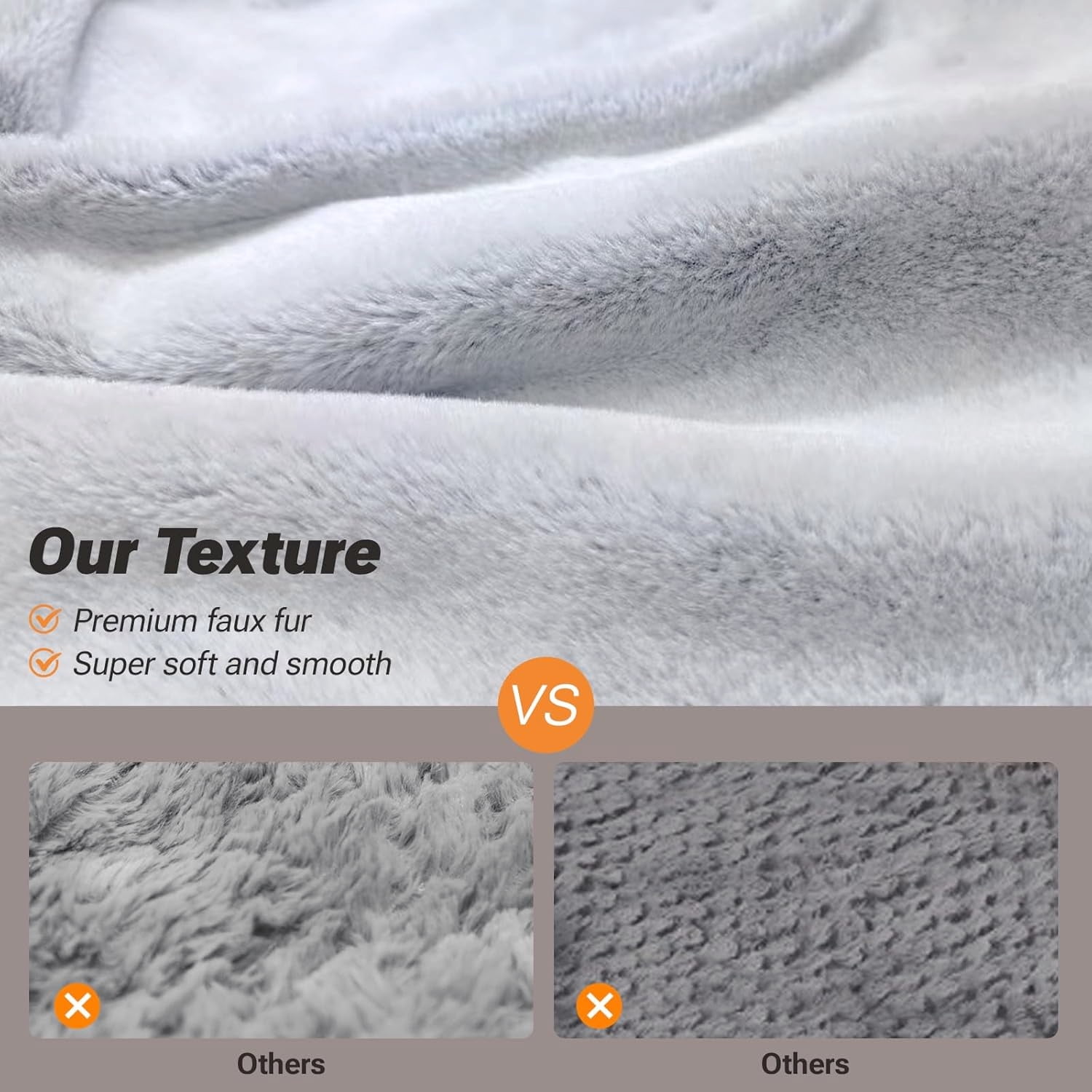 Soft Touch Orthopedic XL Dog Bed in Grey with Faux Fur and Foam Filling