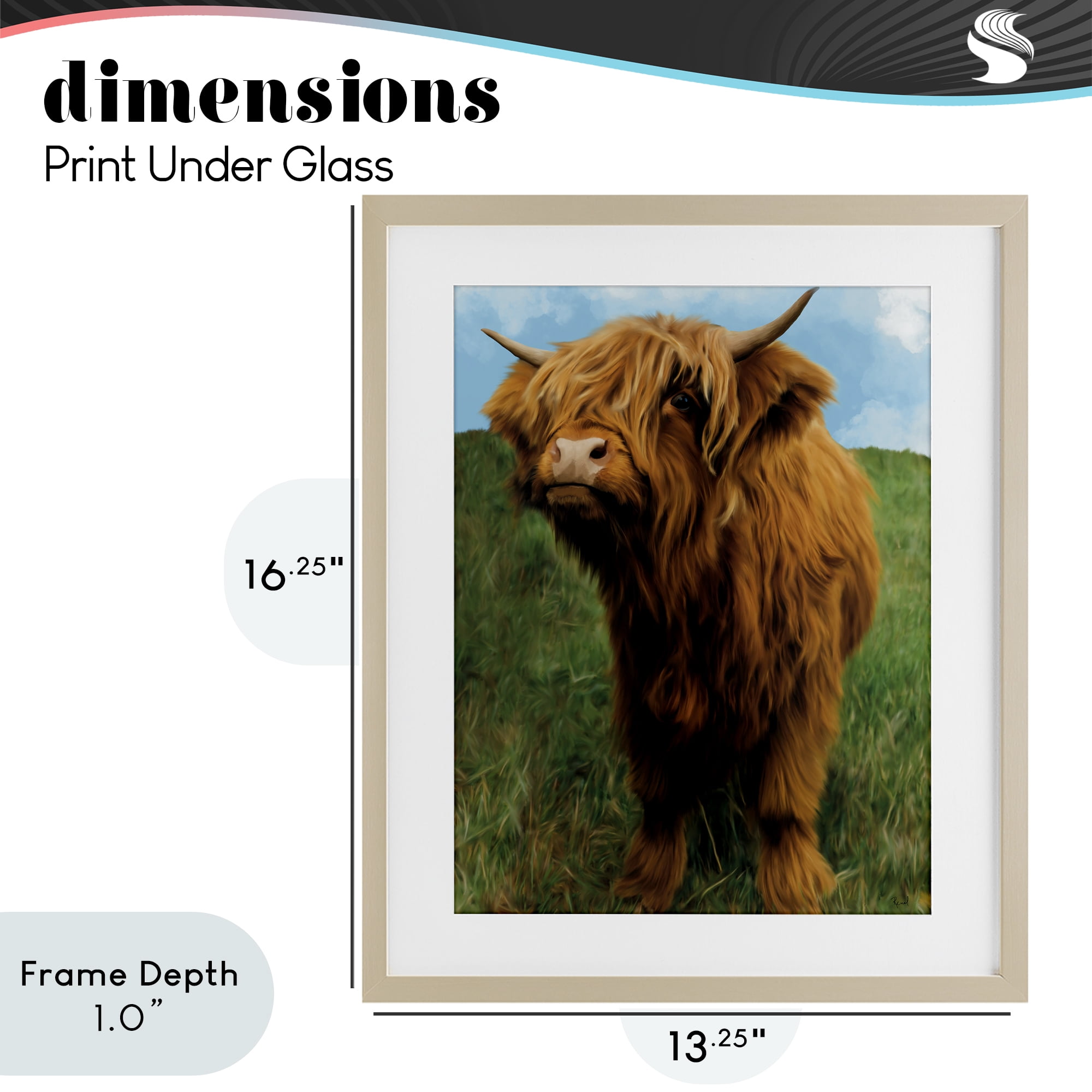 Stupell Industries Mini Highland Cow Calf Birch Framed Print Under Glass, design by Renel Peters