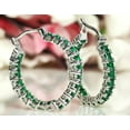thumbnail image 3 of Hitanshu Jewels Green CZ Inside-Out Hoop Earrings in Silver Tone Bold Statement Fashion Jewelry for Women, 3 of 5