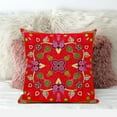 thumbnail image 2 of Amrita Sen Designs  16 x 16 in. Paisley Pattern Square Suede Zippered Pillow with Insert - Red, 2 of 5