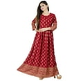 thumbnail image 1 of Chandrakala Gold Foil Printed Long Kurti for Women Rayon Indian Ethnic Tunic ,Small (K199RED1), 1 of 1