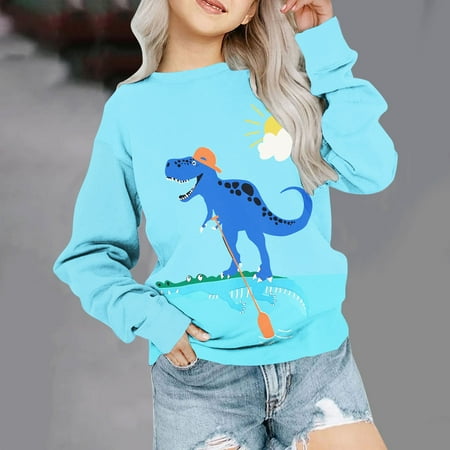 

Fesfesfes Fall Long Sleeve Shirt for Children Pattern Printed Sweatshirt Round Neck Shirts for Boys And Girls T-shirts