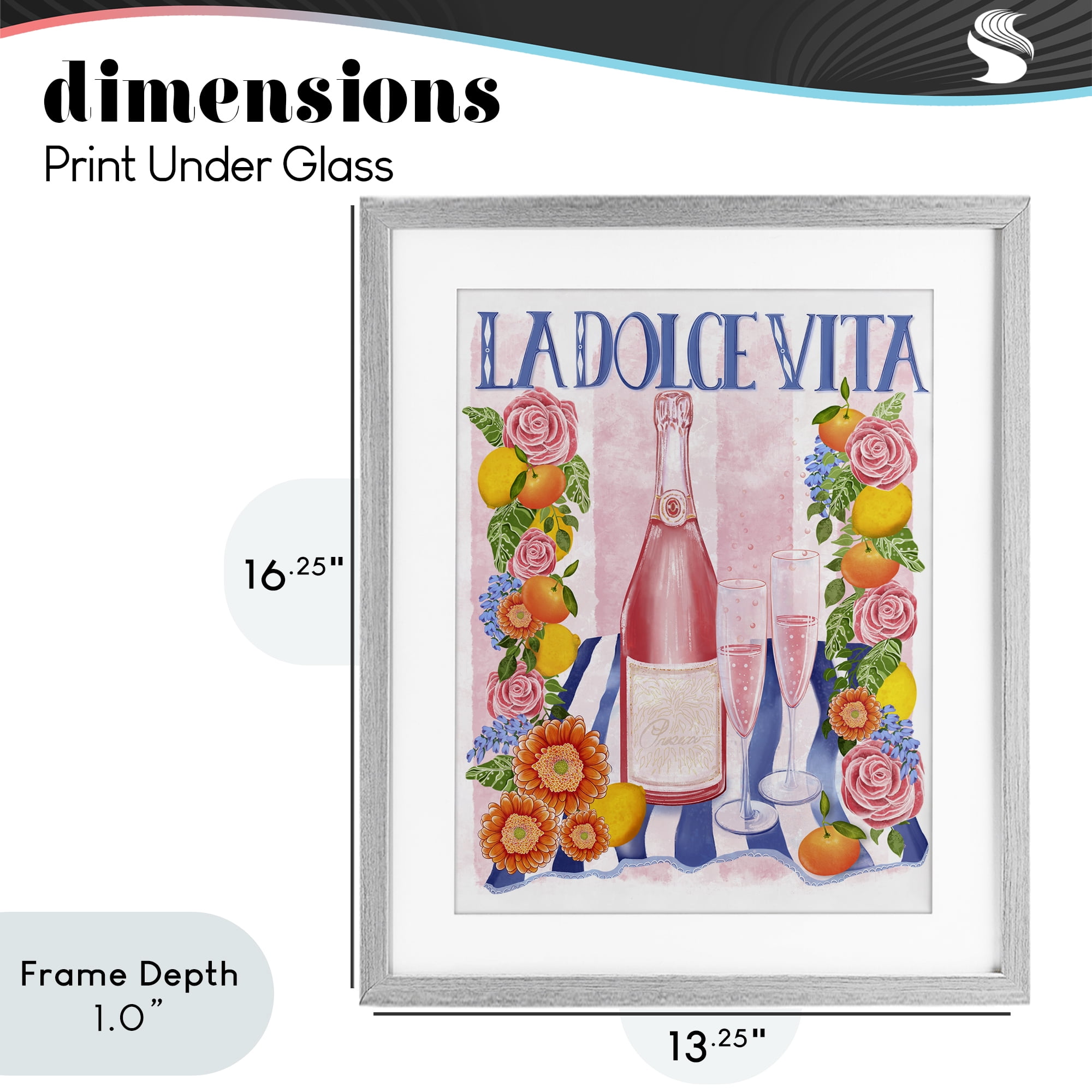 Stupell Industries Pink Champagne Picnic Gray Framed Print Under Glass, design by Lori Mosley