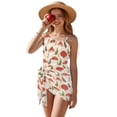 thumbnail image 2 of SEANATIVE 15-16 Years Girls One Piece Swimsuit with Mesh Coverup Skirt, Cute Cut Out Bathing Suit Trendy Summer Swimwear for Kids Children Teens, Mushroom Leaf Beige, 2 of 7
