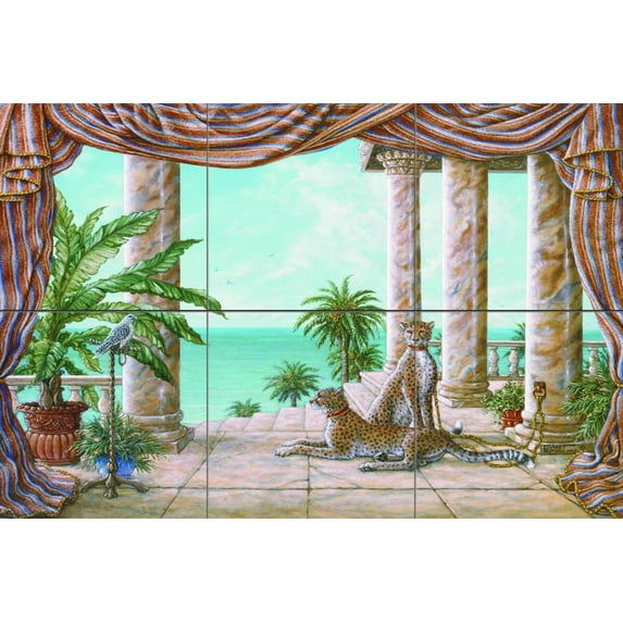 Tile Mural Kitchen Backsplash - JK-Royal Hunters - by Janet Kruskamp