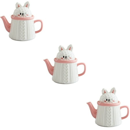 

3 Count Water Pitcher Ceramic Tea Kettle Infuser Pot Glass Waterbottle Juice Carafe Cute