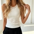 thumbnail image 6 of IFNWSV Womens Plus Size Tank Tops Crew Neck Ribbed Sleeveless Mesh Panel Solid Sheer Layering Top White L, 6 of 7