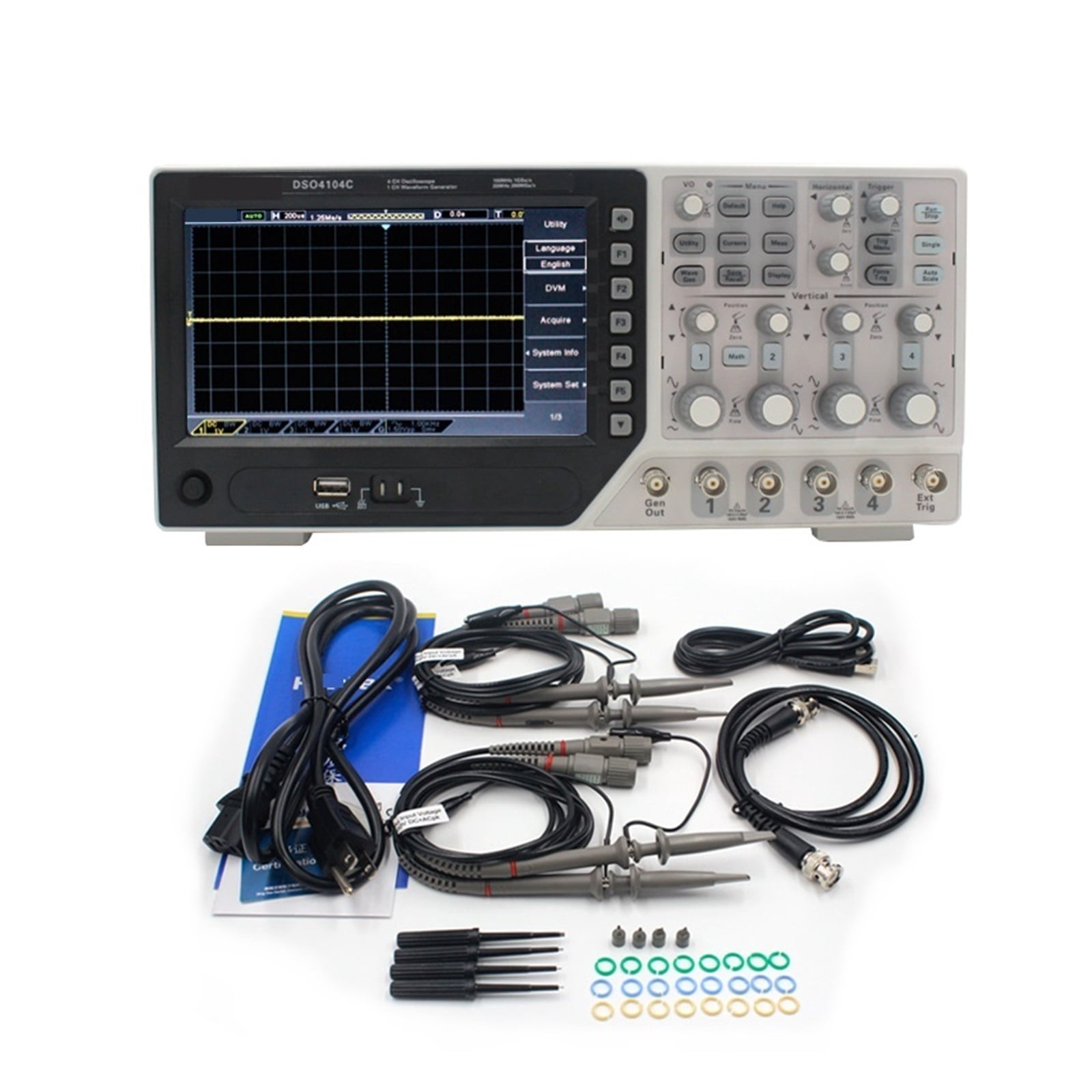 DSO4104C Bench Digital Storage Oscilloscope 4 Channel 100Mhz Bandwidth With 1CH Arbitary Waveform Generator Function ,Professional Designed