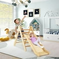 thumbnail image 3 of Gymax 2-in-1 Wooden Climbing Triangle Set Triangle Climber w/ Ramp Natural, 3 of 10
