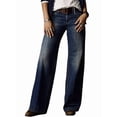 thumbnail image 3 of Wide Leg Jeans for Women Mid Waist Baggy Denim Washed Pants Without Belt Navy Blue XL, 3 of 5