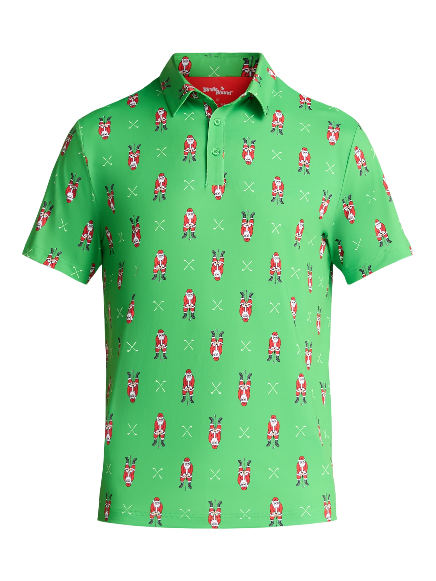 Birdie Bound Men's and Big Men's Santa Golfing Polo, Sizes S to 5XL