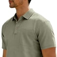 thumbnail image 7 of GrmtClth Men's Polo Shirt with Chest Pocket Short Sleeve Solid Color Business Casual Regular Fit Classic Work Tops 2026 Army Green 3XL, 7 of 7