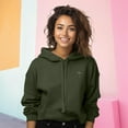 thumbnail image 3 of Dalix Espresso Martini Embroidered Hoodie Fleece Long Sleeve Cropped Sweatshirt Pullover Womens in Military Green S Small, 3 of 5